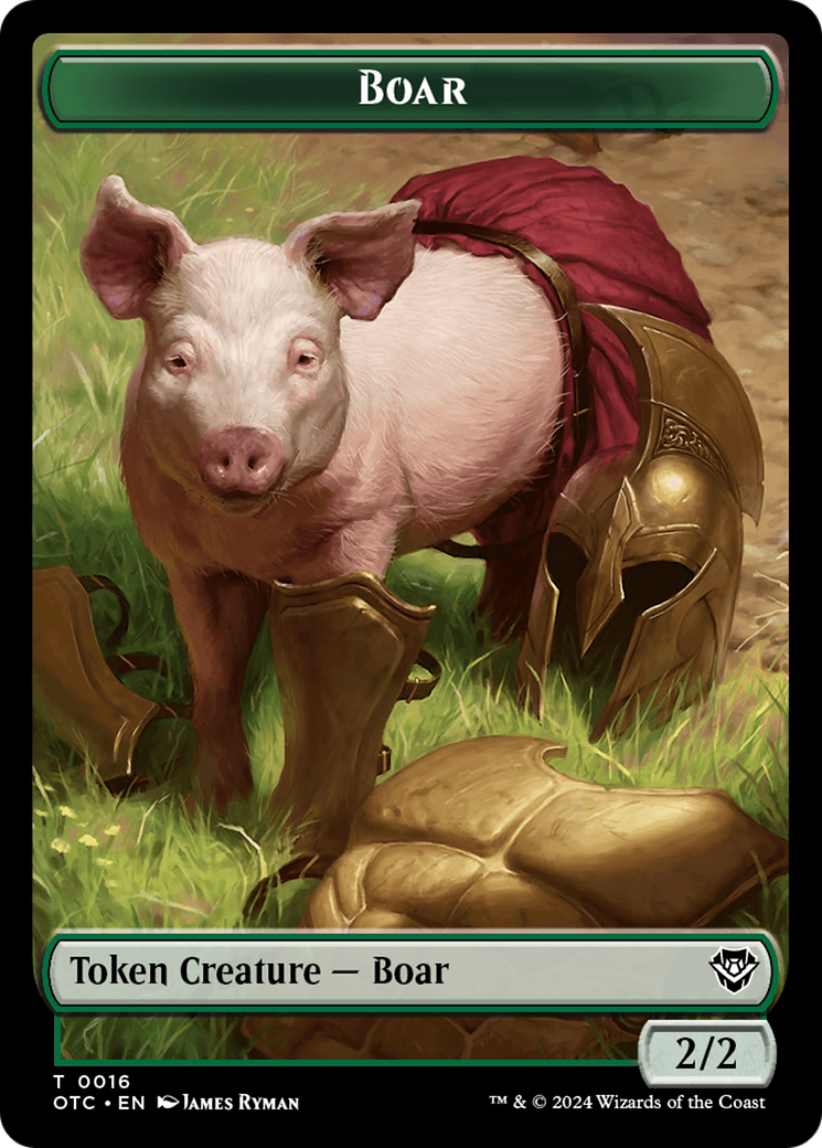 Boar // Manifest Double-Sided Token [Outlaws of Thunder Junction Commander Tokens] | Good Games Morley