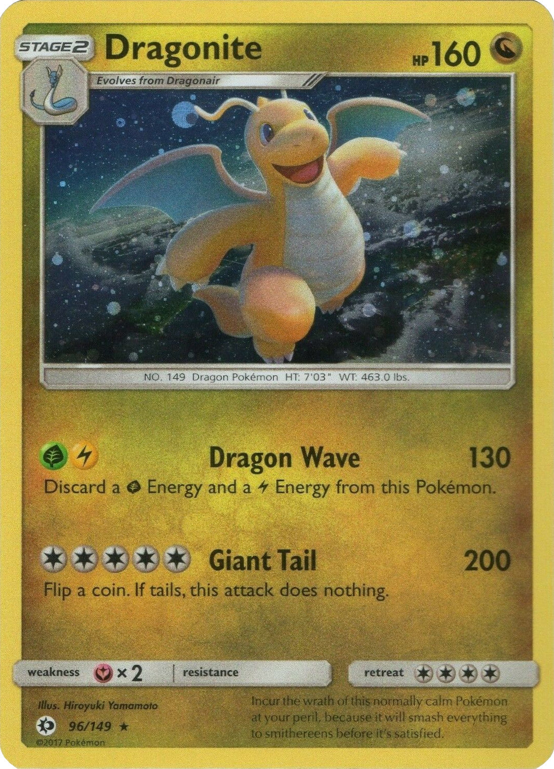 Dragonite (96/149) (Cosmos Holo) [Sun & Moon: Base Set] | Good Games Morley