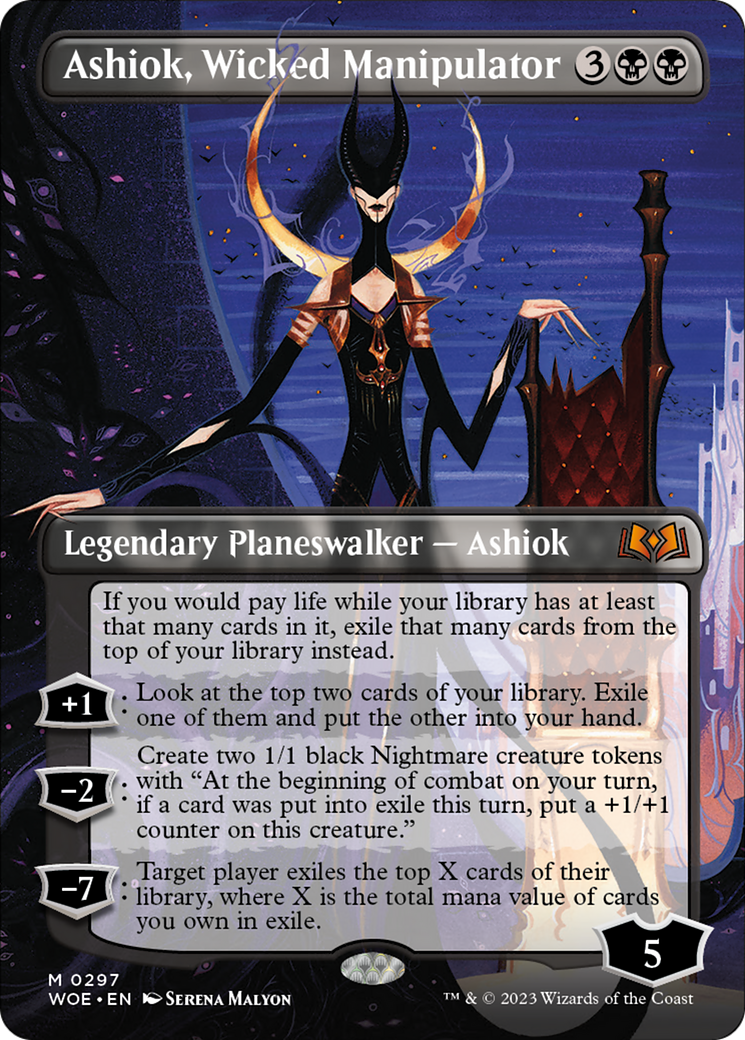 Ashiok, Wicked Manipulator (Borderless Alternate Art) [Wilds of Eldraine] | Good Games Morley