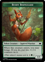 Emblem - Ral, Crackling Wit // Bushy Bodyguard Double-Sided Token [Bloomburrow Tokens] | Good Games Morley
