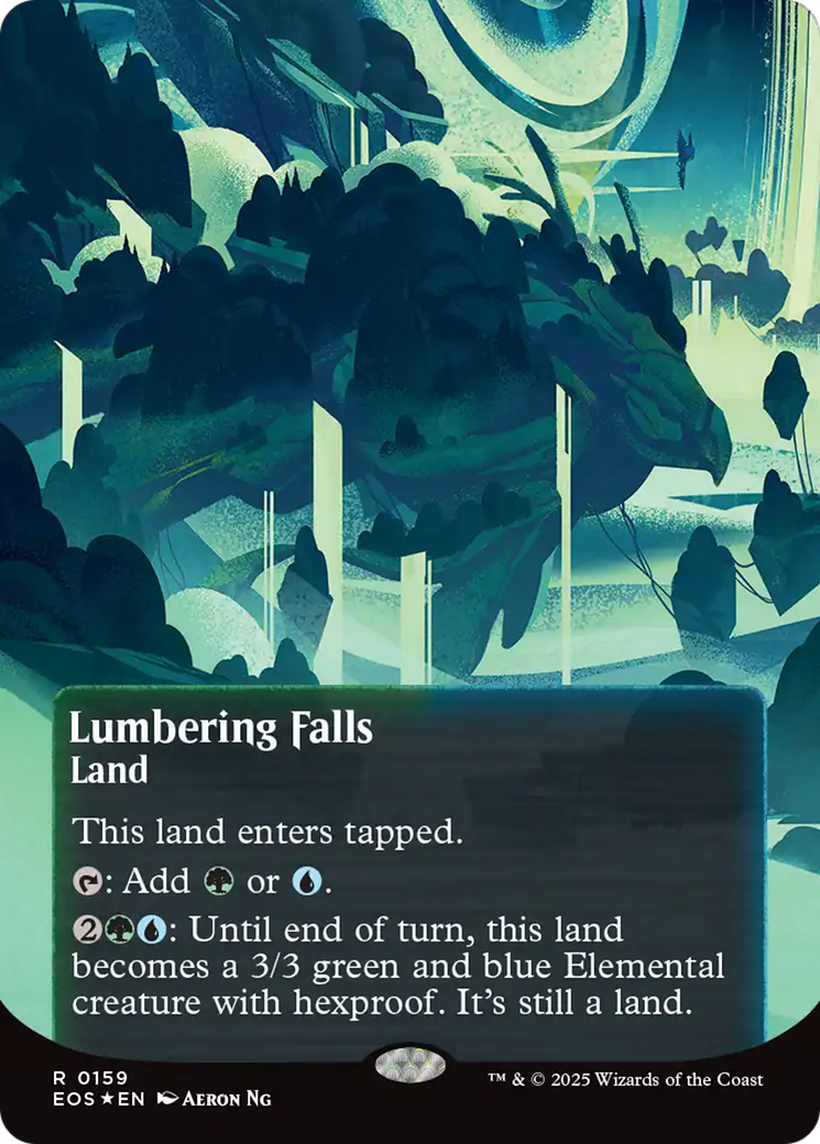 Lumbering Falls (0159) (Borderless) (Galaxy Foil) [Edge of Eternities: Stellar Sights] | Good Games Morley