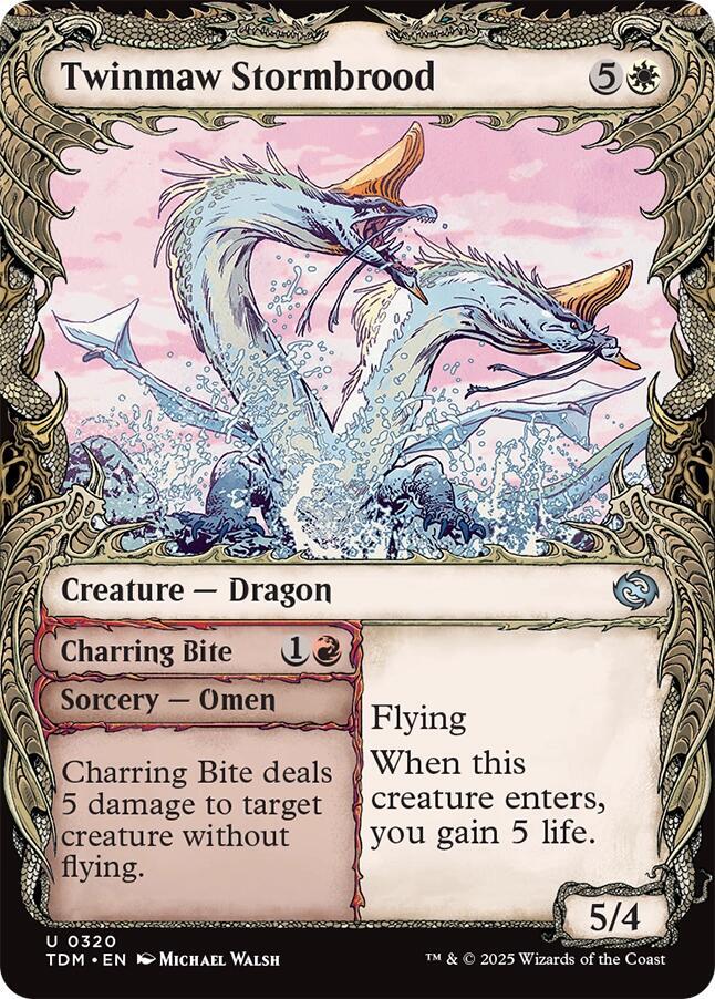 Twinmaw Stormbrood // Charring Bite 320/291 (Tarkir: Dragonstorm)  - Showcase Foil | Good Games Morley