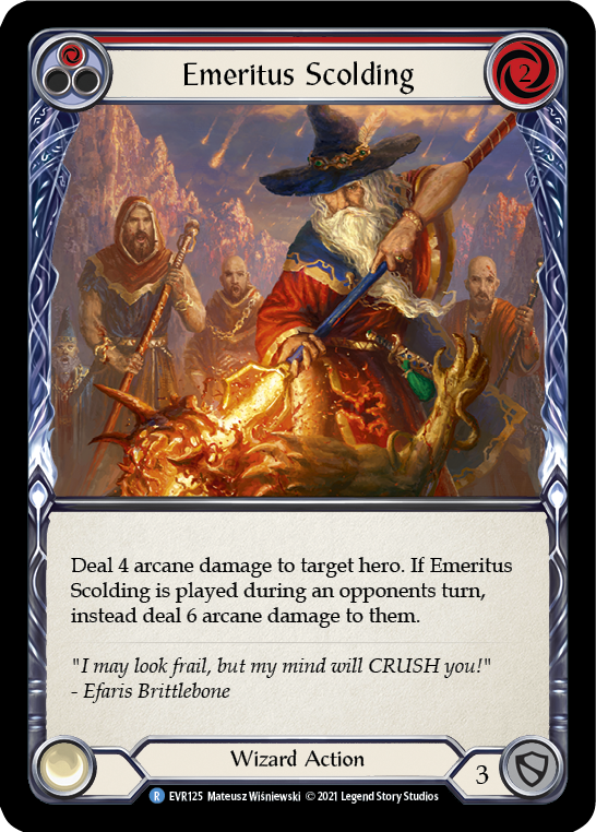 Emeritus Scolding (Red) [EVR125] (Everfest)  1st Edition Rainbow Foil | Good Games Morley