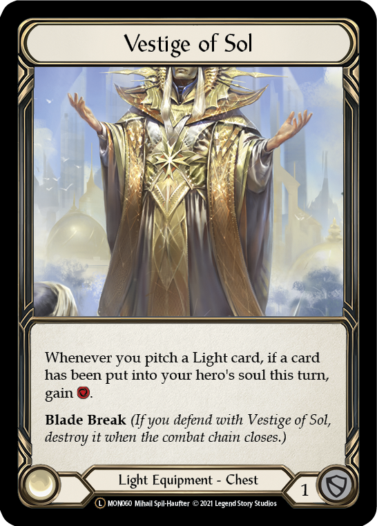 Vestige of Sol [U-MON060-RF] (Monarch Unlimited)  Unlimited Rainbow Foil | Good Games Morley