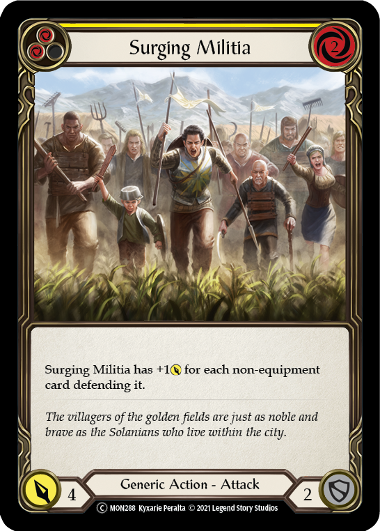 Surging Militia (Yellow) [U-MON288-RF] (Monarch Unlimited)  Unlimited Rainbow Foil | Good Games Morley