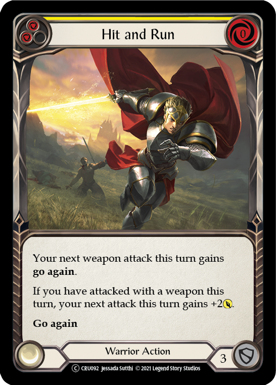 Hit and Run (Yellow) [U-CRU092] (Crucible of War Unlimited)  Unlimited Rainbow Foil | Good Games Morley