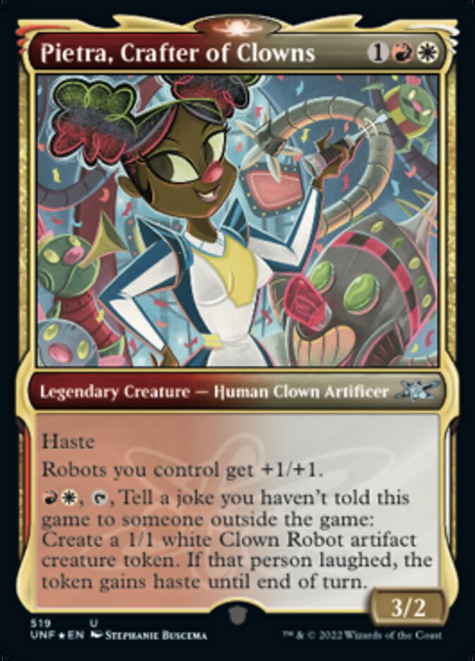 Pietra, Crafter of Clowns (Showcase) (Galaxy Foil) [Unfinity] | Good Games Morley