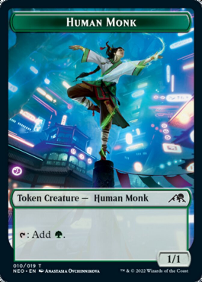 Spirit (002) // Human Monk Double-Sided Token [Kamigawa: Neon Dynasty Tokens] | Good Games Morley