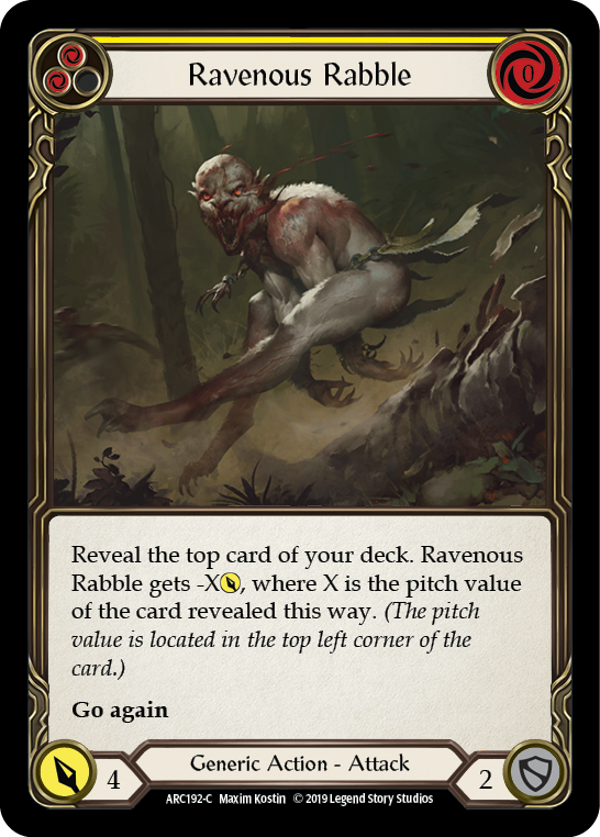 Ravenous Rabble (Yellow) [ARC192-C] (Arcane Rising)  1st Edition Normal | Good Games Morley