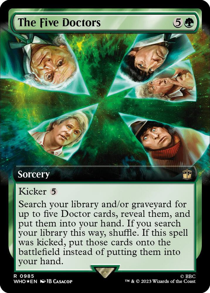 The Five Doctors 985/331 (Universes Beyond: Doctor Who)  - Extended Art Surge Foil | Good Games Morley