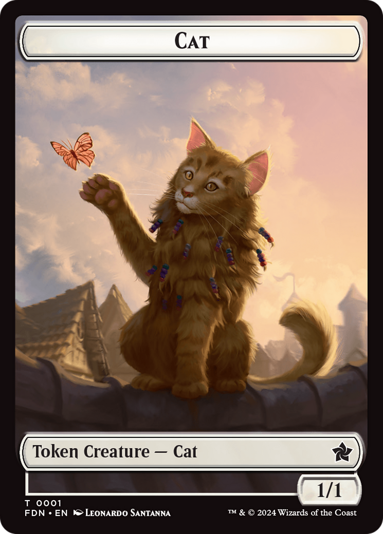 Cat (0001) // Cat (0002) Doubled-Sided Token [Foundations Tokens] | Good Games Morley