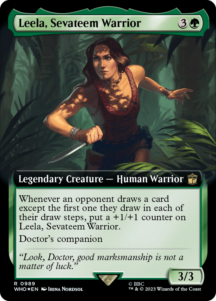 Leela, Sevateem Warrior (Extended Art) (Surge Foil) [Doctor Who] | Good Games Morley