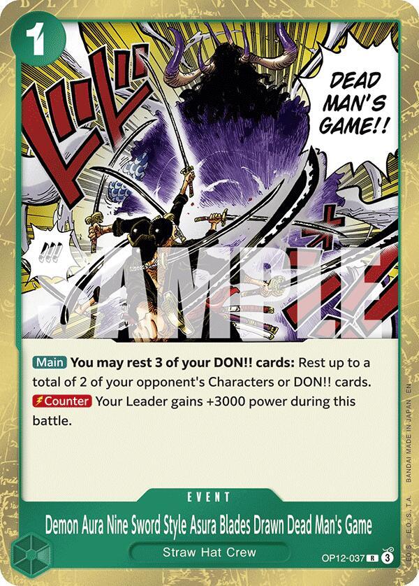 Demon Aura Nine Sword Style Asura Blades Drawn Dead Man's Game OP12-037 (Legacy of the Master)  - Foil | Good Games Morley