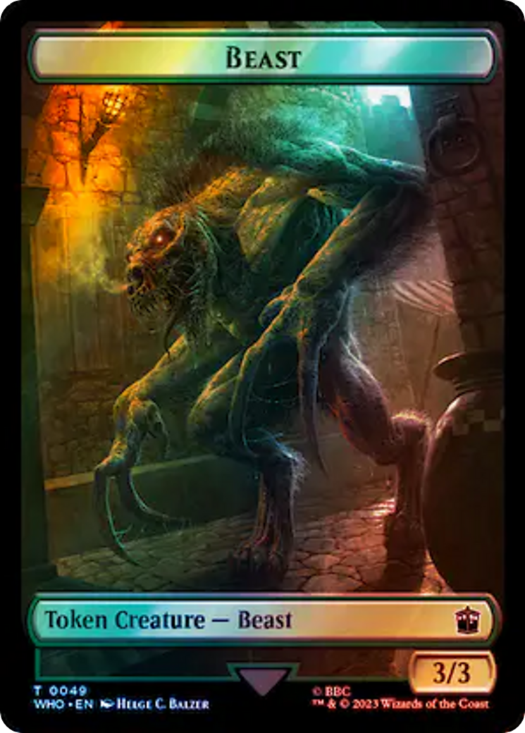 Soldier // Beast Double-Sided Token (Surge Foil) [Doctor Who Tokens] | Good Games Morley