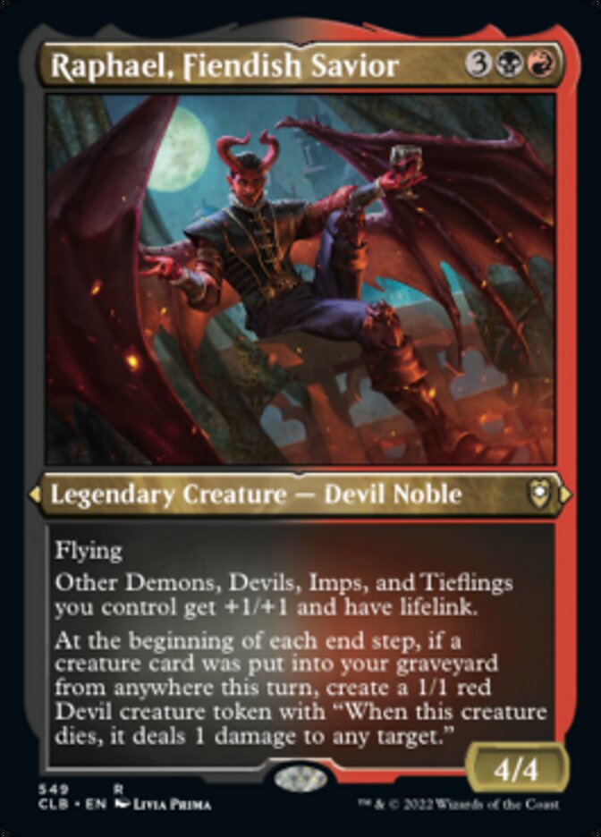 Raphael, Fiendish Savior (Foil Etched) [Commander Legends: Battle for Baldur's Gate] | Good Games Morley
