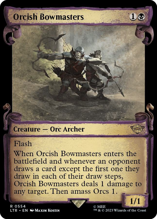 Orcish Bowmasters 554 (Universes Beyond: The Lord of the Rings: Tales of Middle-earth)  - Showcase Scroll Foil | Good Games Morley