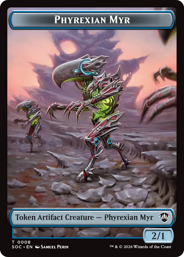 Elemental (0021) // Phyrexian Myr Double-Sided Token [Secrets of Strixhaven Commander Tokens] | Good Games Morley