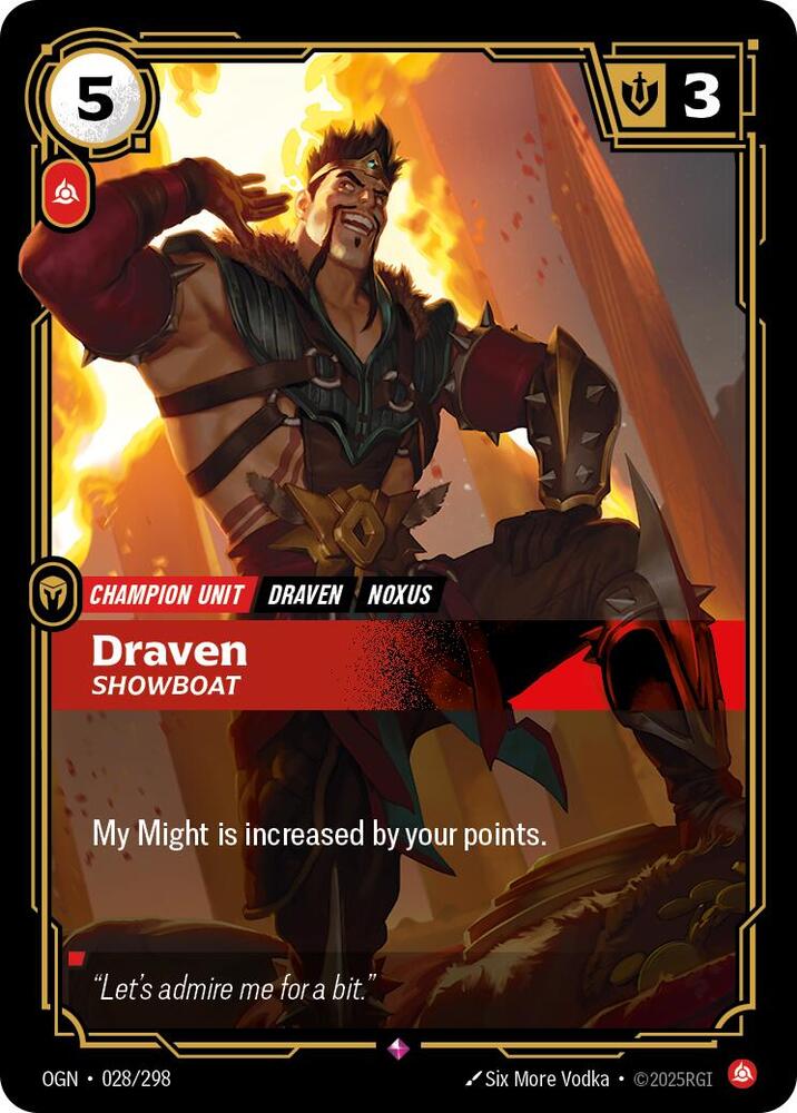 Draven - Showboat 028/298 (Origins)  - Foil | Good Games Morley