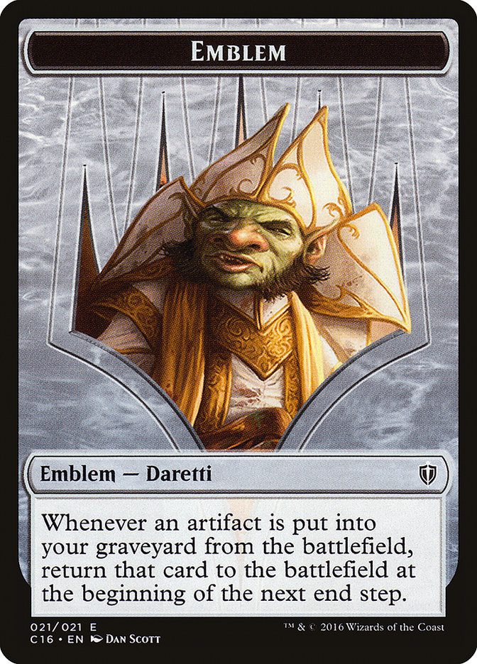 Daretti, Scrap Savant Emblem // Thopter Double-Sided Token [Commander 2016 Tokens] | Good Games Morley
