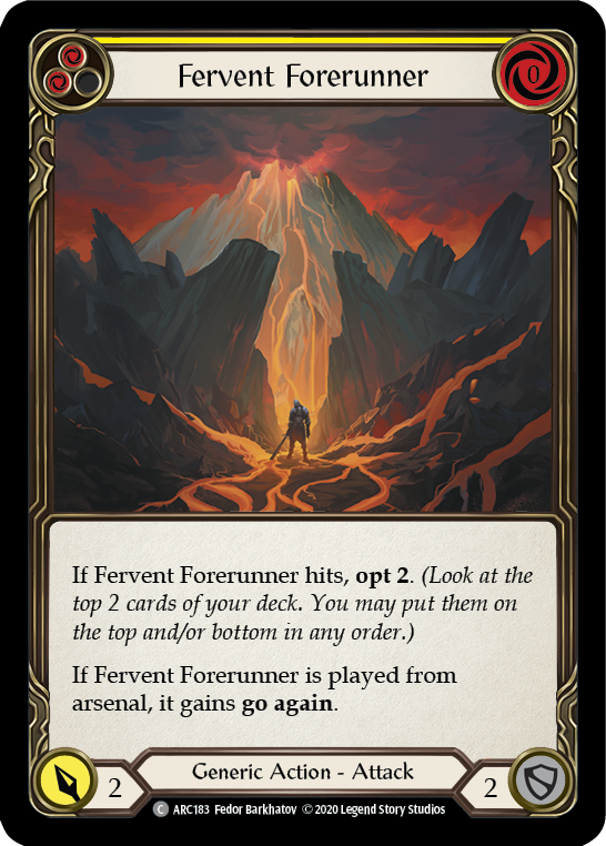Fervent Forerunner (Yellow) [U-ARC183] (Arcane Rising Unlimited)  Unlimited Rainbow Foil | Good Games Morley