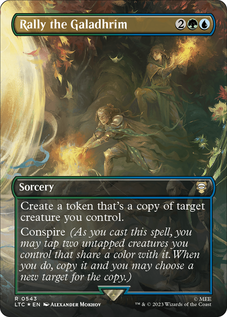 Rally the Galadhrim (Borderless) (Surge Foil) [The Lord of the Rings: Tales of Middle-Earth Commander] | Good Games Morley