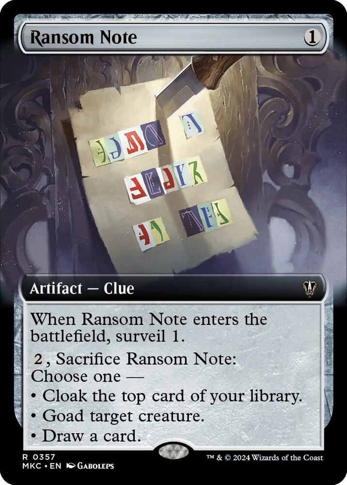Ransom Note 357/311 (Commander: Murders at Karlov Manor)  - Extended Art | Good Games Morley