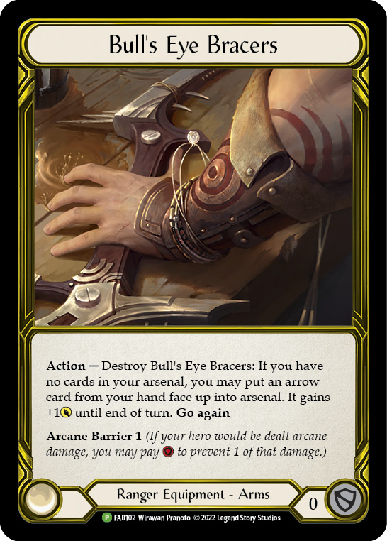 Bull's Eye Bracers (Golden) [FAB102] (Promo)  Cold Foil | Good Games Morley