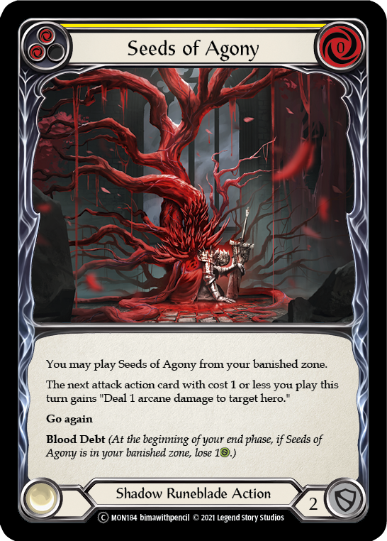 Seeds of Agony (Yellow) [U-MON184-RF] (Monarch Unlimited)  Unlimited Rainbow Foil | Good Games Morley
