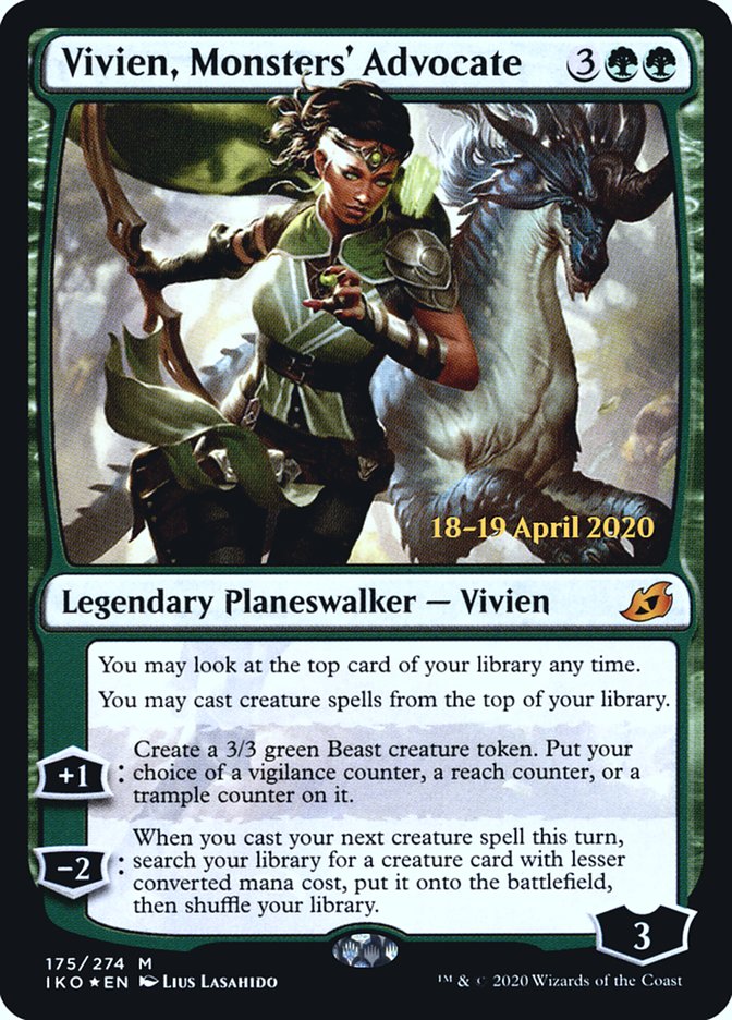 Vivien, Monsters' Advocate [Ikoria: Lair of Behemoths Prerelease Promos] | Good Games Morley