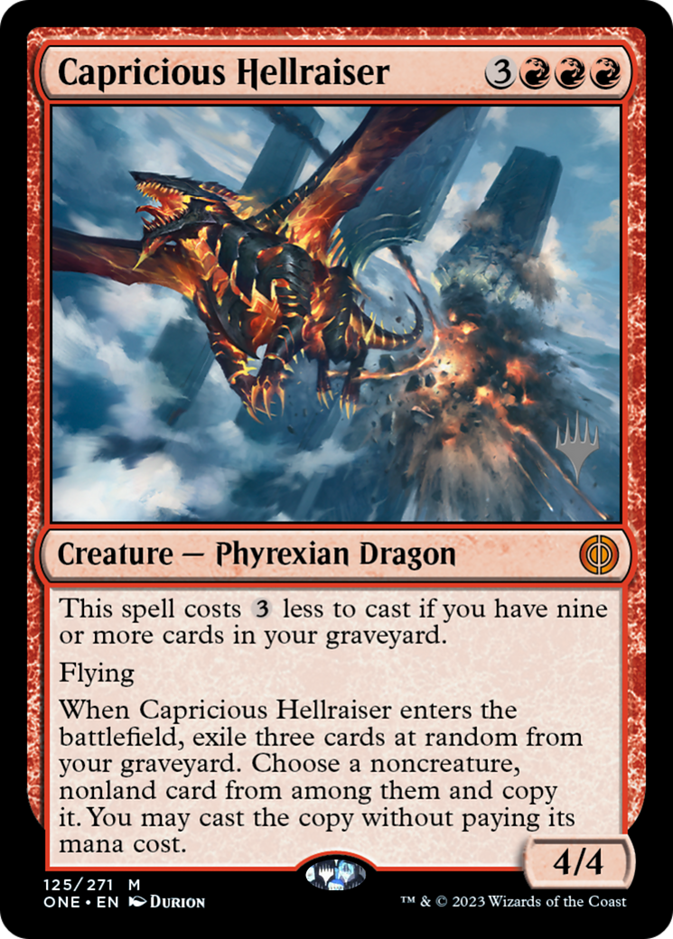Capricious Hellraiser (Promo Pack) [Phyrexia: All Will Be One Promos] | Good Games Morley