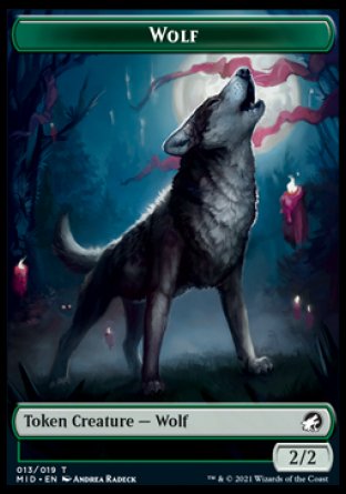 Wolf // Teferi, Who Slows the Sunset Emblem Double-Sided Token [Innistrad: Midnight Hunt Tokens] | Good Games Morley