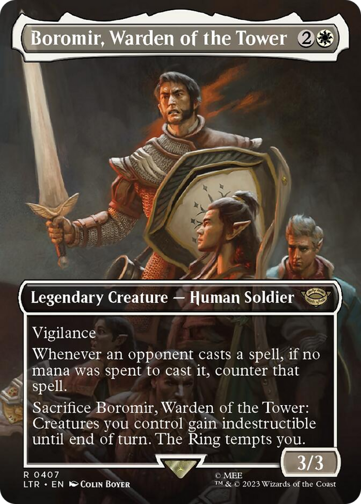 Boromir, Warden of the Tower (Borderless Alternate Art) [The Lord of the Rings: Tales of Middle-Earth] | Good Games Morley