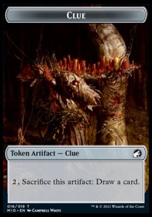 Clue // Teferi, Who Slows the Sunset Emblem Double-Sided Token [Innistrad: Midnight Hunt Tokens] | Good Games Morley