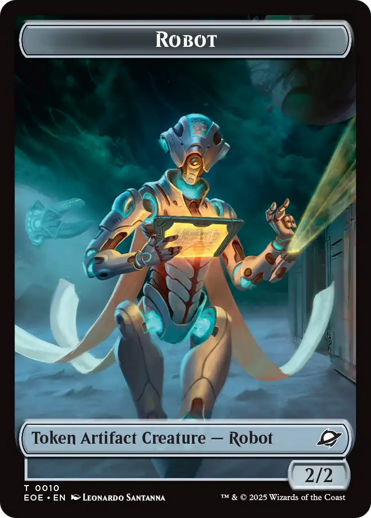 Robot // Emblem - Tezzeret, Cruel Captain Double-Sided Token [Edge of Eternities Tokens] | Good Games Morley