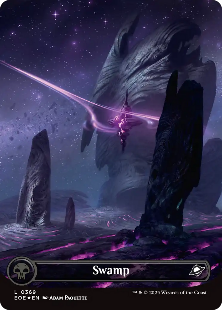 Swamp (0369) (Borderless) (Galaxy Foil) [Edge of Eternities] | Good Games Morley