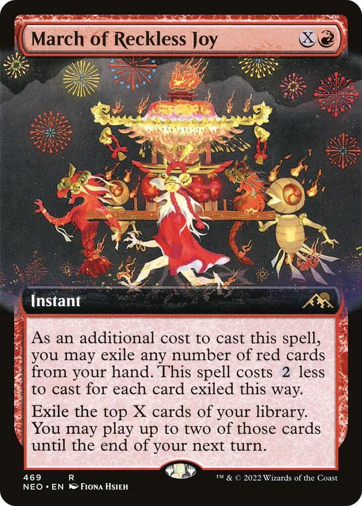 March of Reckless Joy 469/302 (Kamigawa: Neon Dynasty)  - Extended Art Foil | Good Games Morley