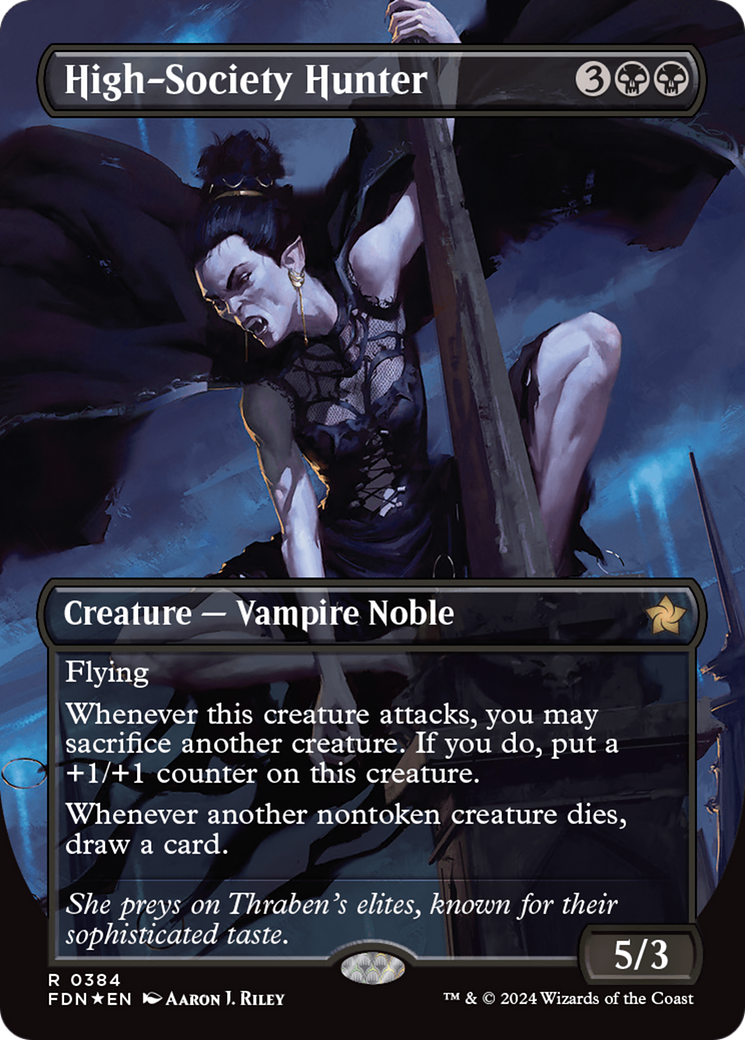 High-Society Hunter (Borderless) (Mana Foil) [Foundations] | Good Games Morley