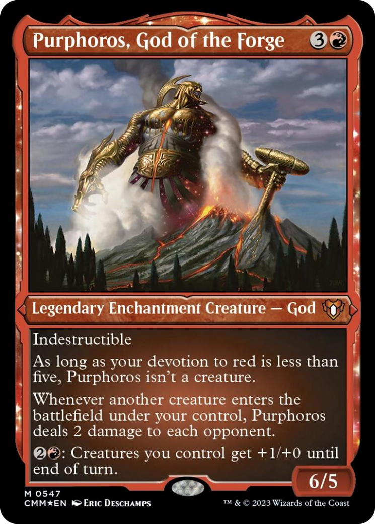 Purphoros, God of the Forge (Foil Etched) [Commander Masters] | Good Games Morley