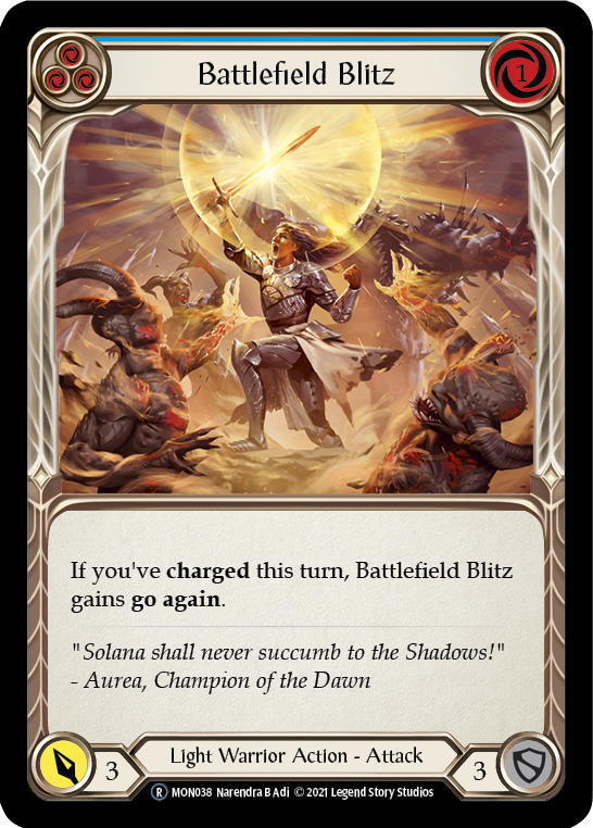 Battlefield Blitz (Blue) [U-MON038-RF] (Monarch Unlimited)  Unlimited Rainbow Foil | Good Games Morley