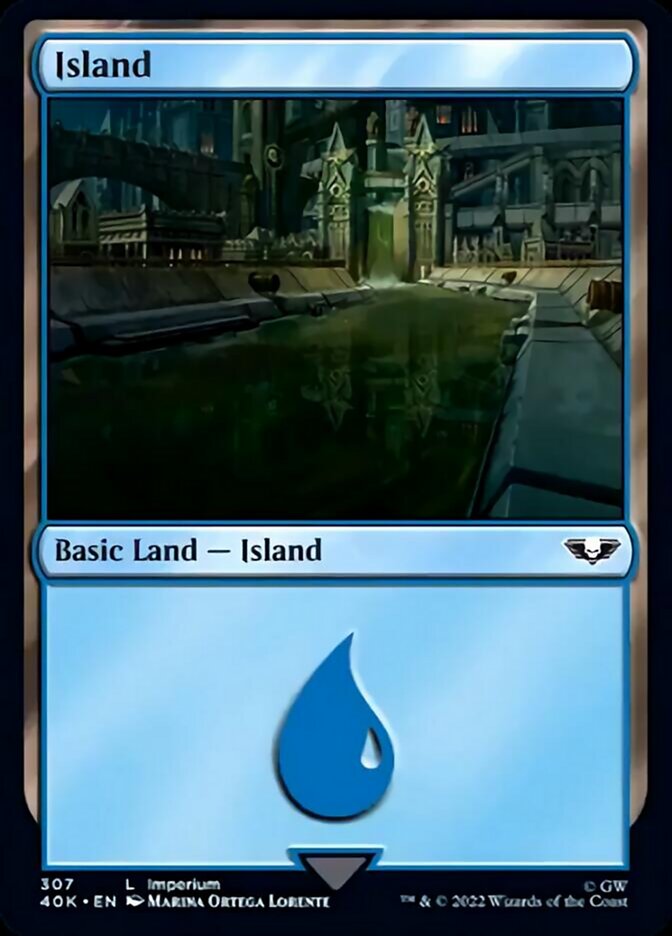 Island (307) (Surge Foil) [Warhammer 40,000] | Good Games Morley