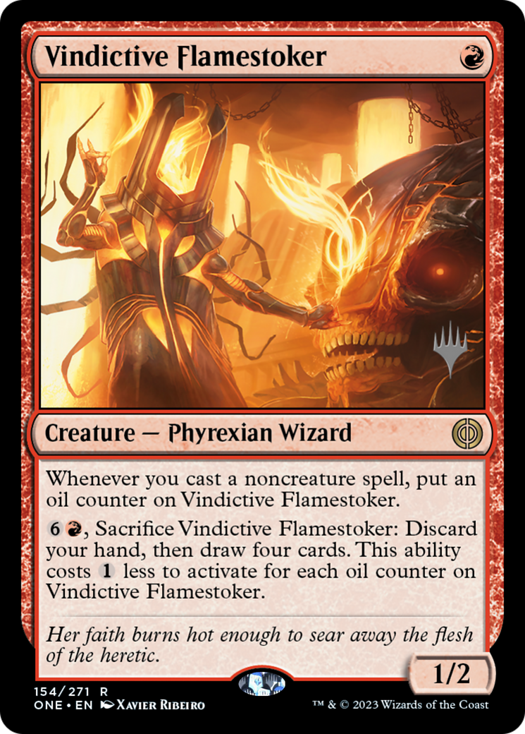 Vindictive Flamestoker (Promo Pack) [Phyrexia: All Will Be One Promos] | Good Games Morley