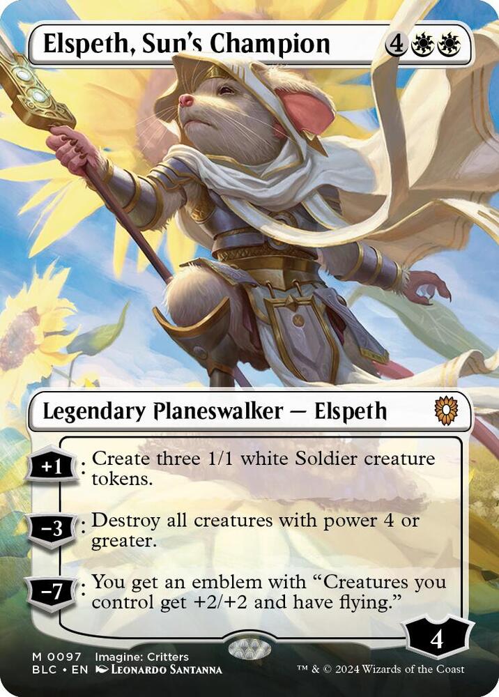 Elspeth, Sun's Champion 97 (Commander: Bloomburrow)  - Borderless Foil | Good Games Morley
