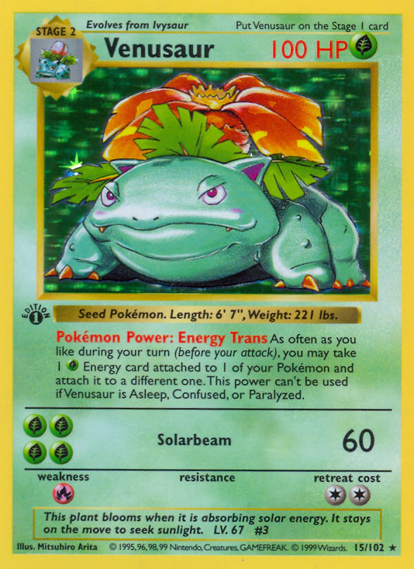 Venusaur (15/102) (Shadowless) [Base Set 1st Edition] | Good Games Morley
