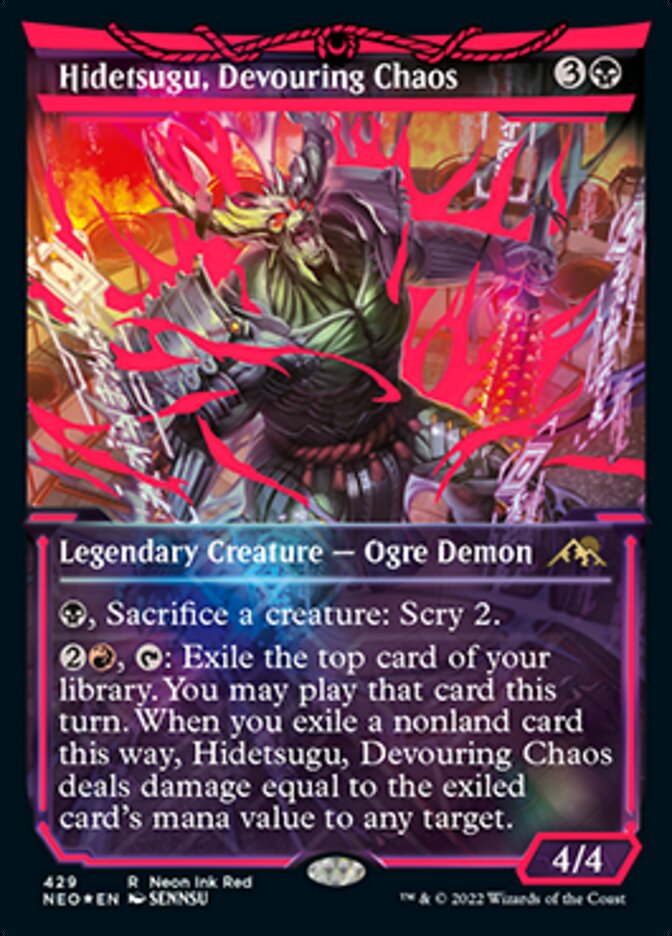 Hidetsugu, Devouring Chaos (Neon Ink Red) [Kamigawa: Neon Dynasty] | Good Games Morley