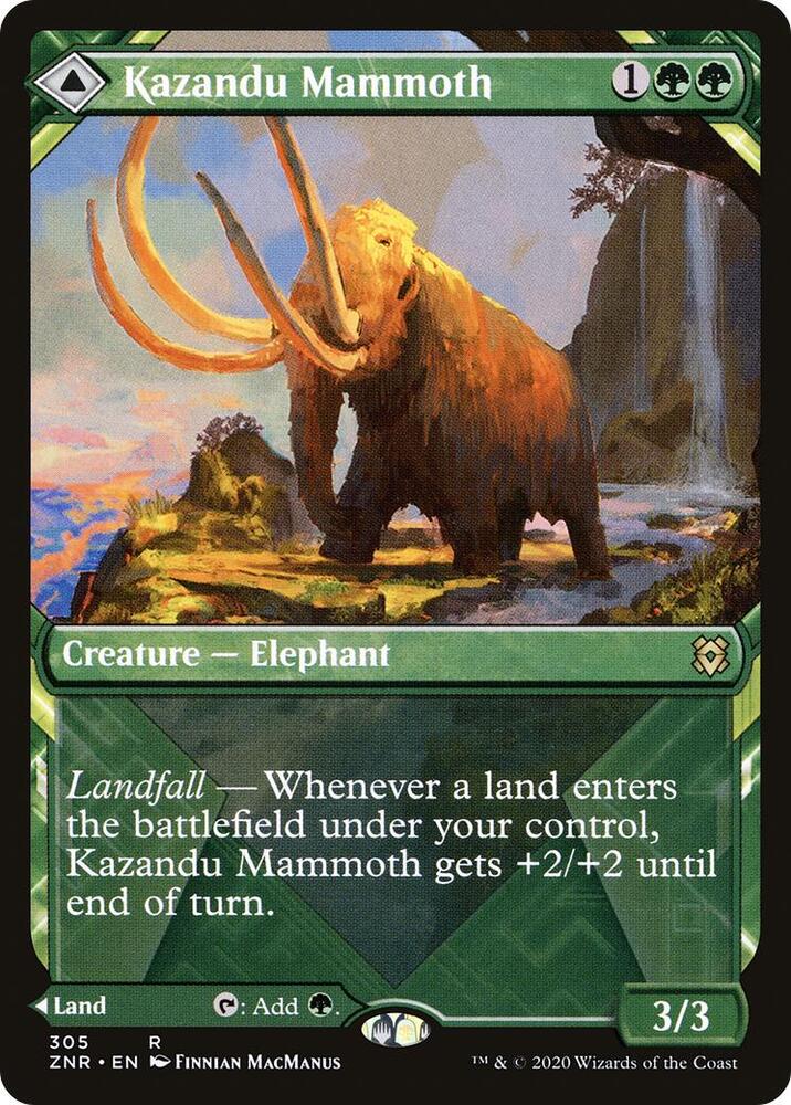 Kazandu Mammoth // Kazandu Valley 305/280 (Zendikar Rising)  - Showcase Foil | Good Games Morley