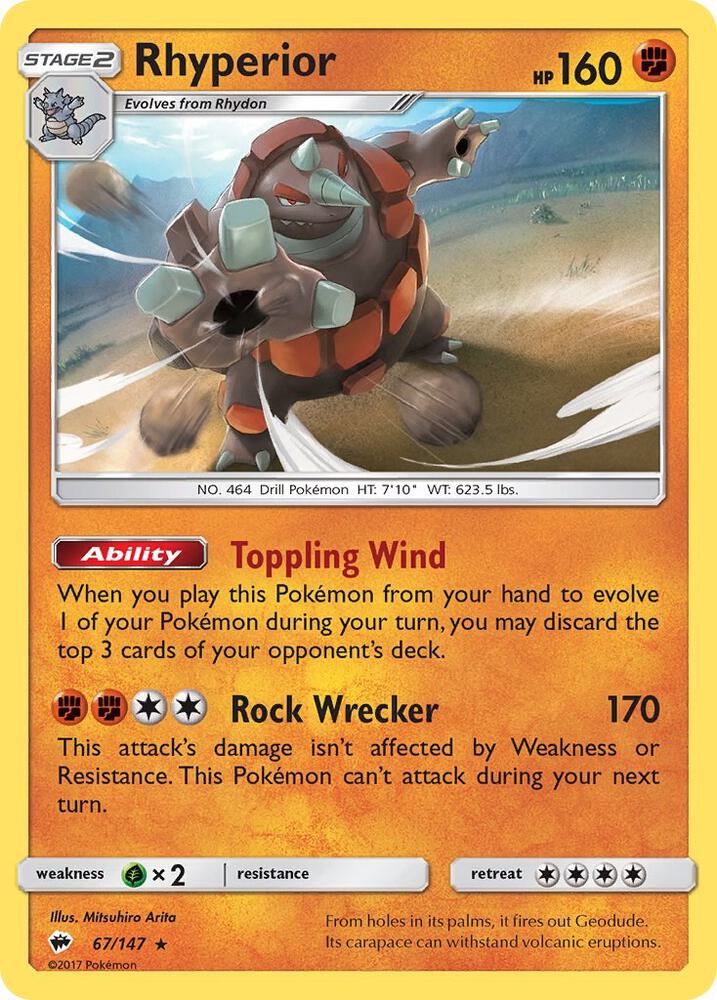 Rhyperior 67/147 (SM - Burning Shadows)  - Holofoil | Good Games Morley