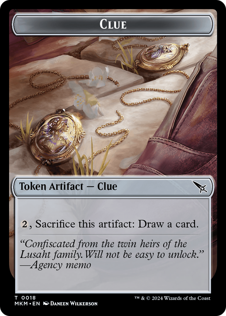 Clue (0018) // A 0045 Double-Sided Token [Murders at Karlov Manor Tokens] | Good Games Morley