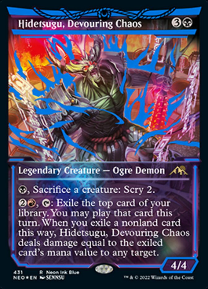 Hidetsugu, Devouring Chaos (Neon Ink Blue) [Kamigawa: Neon Dynasty] | Good Games Morley