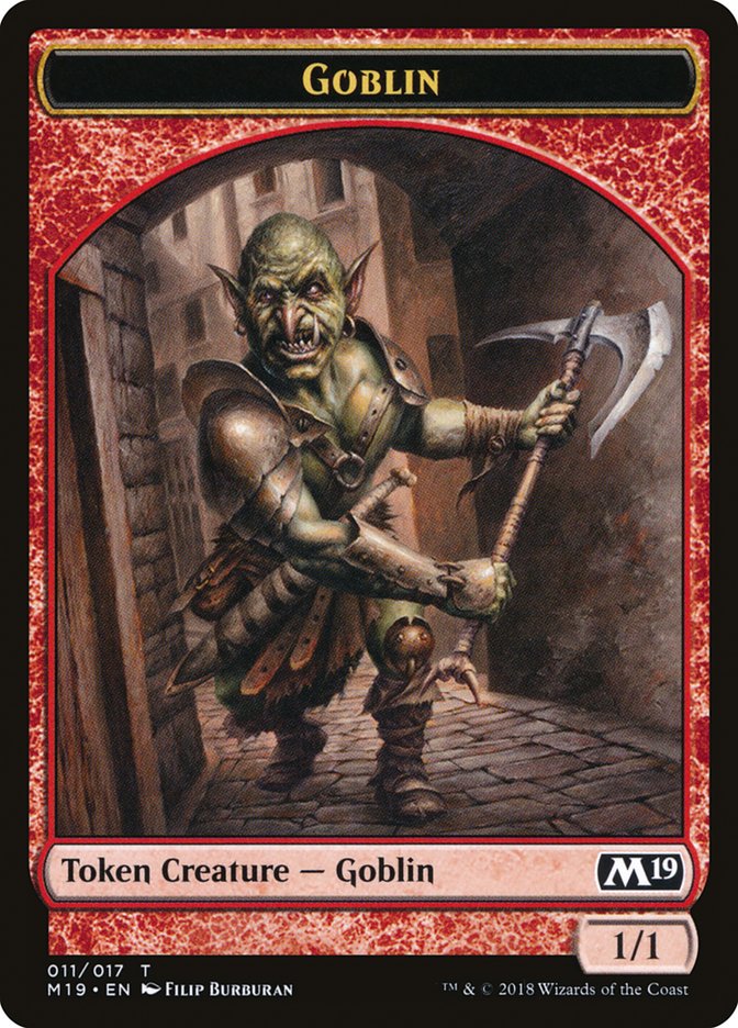 Knight // Goblin Double-Sided Token (Game Night) [Core Set 2019 Tokens] | Good Games Morley