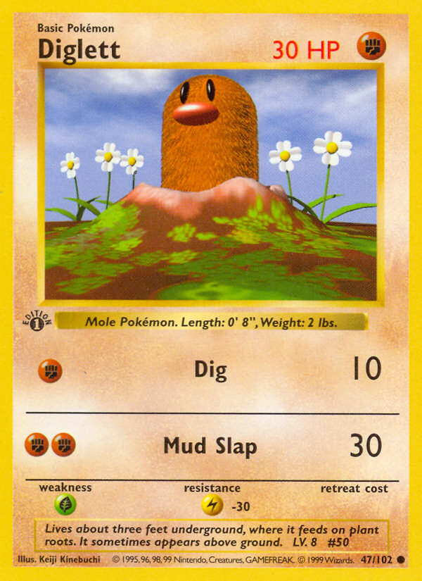 Diglett (47/102) (Shadowless) [Base Set 1st Edition] | Good Games Morley